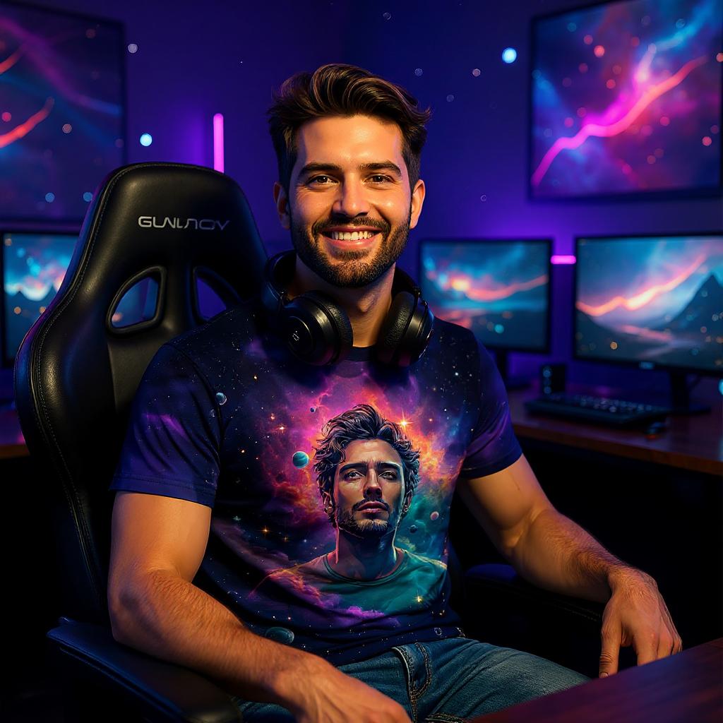 Custom Face Surreal Cosmic Art T-Shirt – Personalized Galaxy Universe Tee with Trippy Sci-Fi Design for Unique Gifts & Style