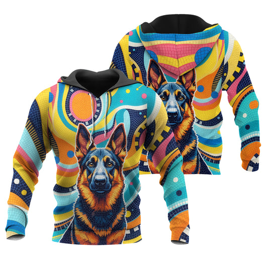 Custom Dog Mosaic Art Hoodie – Personalized Pet Portrait Hoodie from Your Photo | Unique Dog Lover Gift Style 2