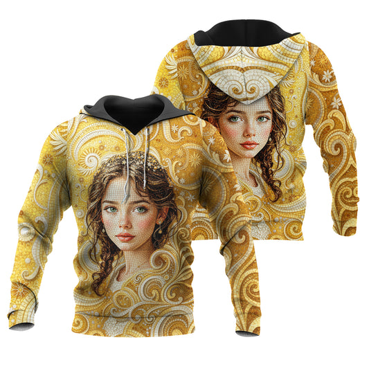 Women’s Custom Face Mosaic Art Hoodie – Personalized Portrait Hoodie from Photo, Artistic Mosaic Style Custom Hoodie Gift for Her Style 2