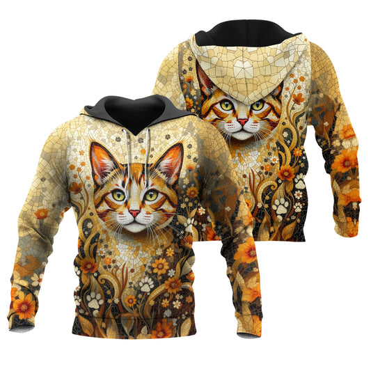 Custom Cat Mosaic Art Hoodie – Personalized Pet Photo Hoodie, Custom Pet Portrait Sweater, Gift for Cat Lovers, Custom Cat Clothing Style 3