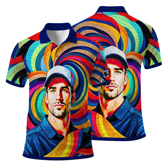Personalized Mosaic Portrait Polo — Custom Face Mosaic Art Style Shirt Style 13