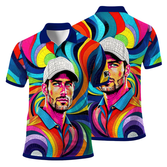 Personalized Mosaic Portrait Polo — Custom Face Mosaic Art Style Shirt Style 15