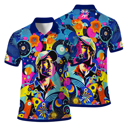 HomyGifts Custom Face Polo Shirt – Personalized Abstract Geometric Art Photo Shirt, Unique Gift for Him & Her Style 4