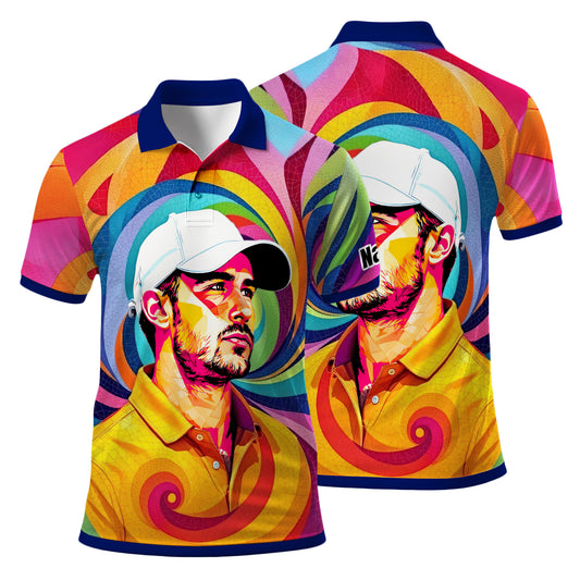 Personalized Mosaic Portrait Polo — Custom Face Mosaic Art Style Shirt Style 16