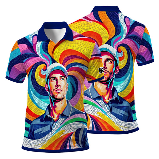 Personalized Mosaic Portrait Polo — Custom Face Mosaic Art Style Shirt Style 2