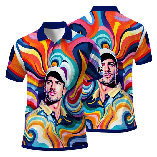 Personalized Mosaic Portrait Polo — Custom Face Mosaic Art Style Shirt Style 4