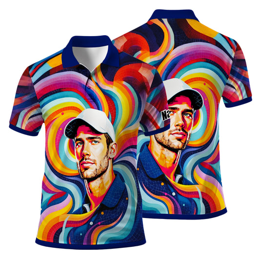Personalized Mosaic Portrait Polo — Custom Face Mosaic Art Style Shirt Style 6
