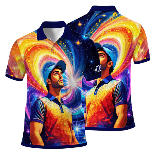 HomyGifts Men's Customized Face Artistic Golf Polo Shirt, Mosaic Art Style, Unique Personalized Golf Polo For Men