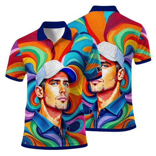 Personalized Mosaic Portrait Polo — Custom Face Mosaic Art Style Shirt Style 14