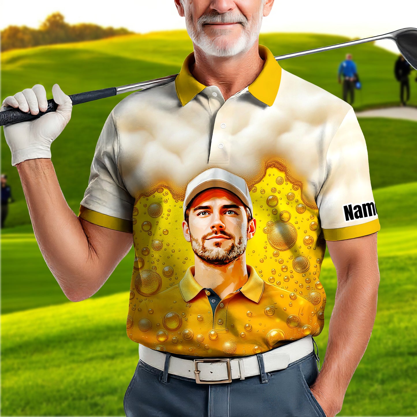 Custom Beer Polo Shirt with Face – Funny Personalized Polo for Beer Lovers, Summer Party Outfit, Unique Gift for Men