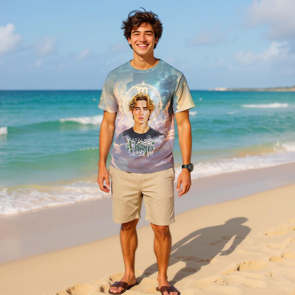 Custom Zodiac Shirt - Surreal Cosmic Art Tee with Your Face | Leo | Personalized Horoscope Gift