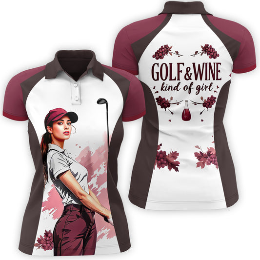 Golf & Wine Kind of Girl Women's Polo Shirt - Stylish Golf Apparel for Women Style 9