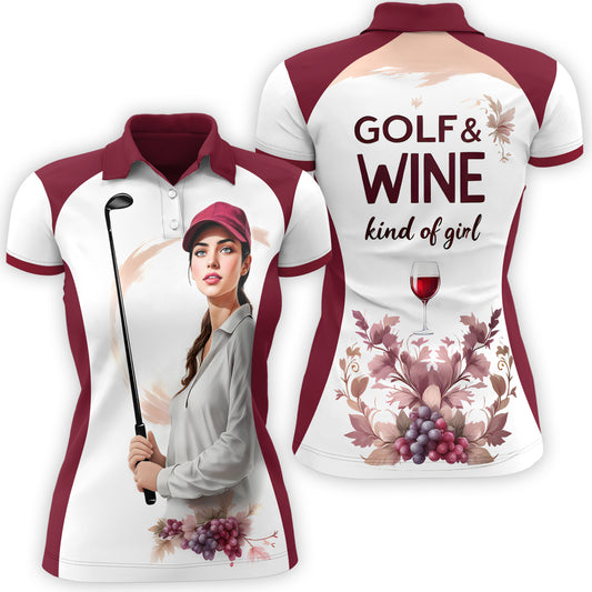 Golf & Wine Kind of Girl Women's Polo Shirt - Stylish Golf Apparel for Women Style 12