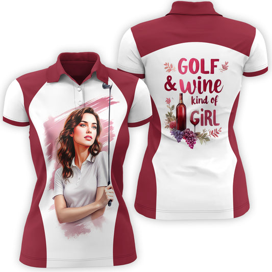 Golf & Wine Kind of Girl Women's Polo Shirt - Stylish Golf Apparel for Women Style 10