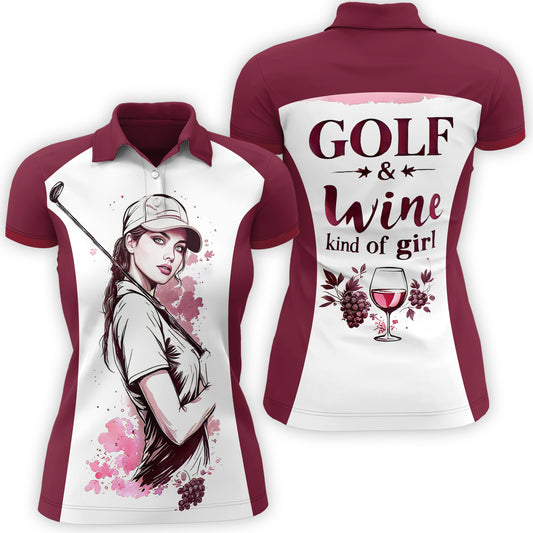 Golf & Wine Kind of Girl Women's Polo Shirt - Stylish Golf Apparel for Women Style 1