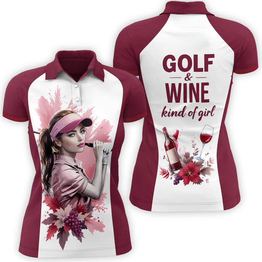 Golf & Wine Kind of Girl Women's Polo Shirt - Stylish Golf Apparel for Women Style 2