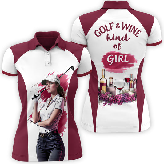 Golf & Wine Kind of Girl Women's Polo Shirt - Stylish Golf Apparel for Women Style 7