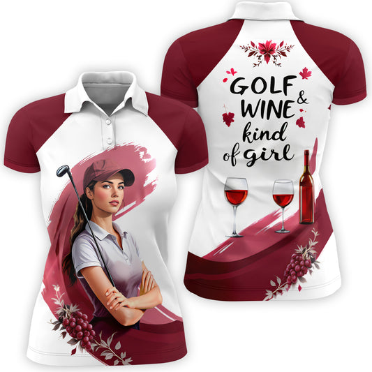 Golf & Wine Kind of Girl Women's Polo Shirt - Stylish Golf Apparel for Women Style 4