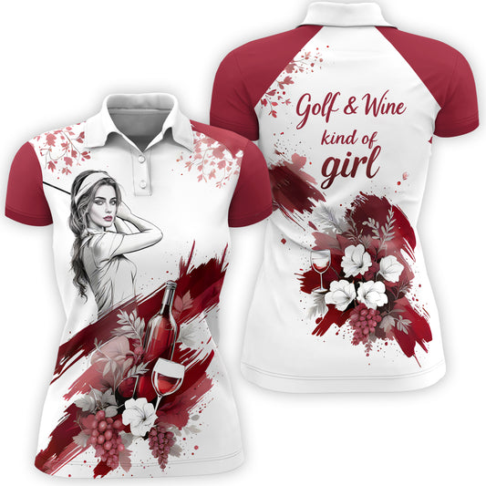 Golf & Wine Kind of Girl Women's Polo Shirt - Stylish Golf Apparel for Women Style 3