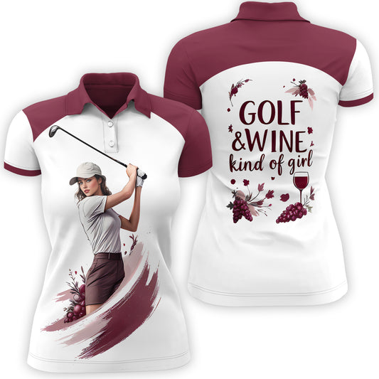 Golf & Wine Kind of Girl Women's Polo Shirt - Stylish Golf Apparel for Women Style 8