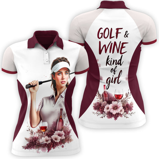 Golf & Wine Kind of Girl Women's Polo Shirt - Stylish Golf Apparel for Women Style 11