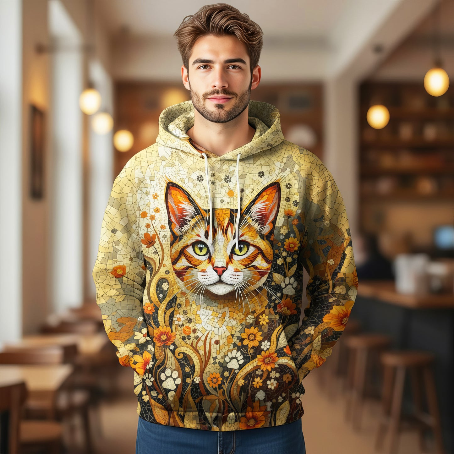 Custom Cat Mosaic Art Hoodie – Personalized Pet Photo Hoodie, Custom Pet Portrait Sweater, Gift for Cat Lovers, Custom Cat Clothing Style 3