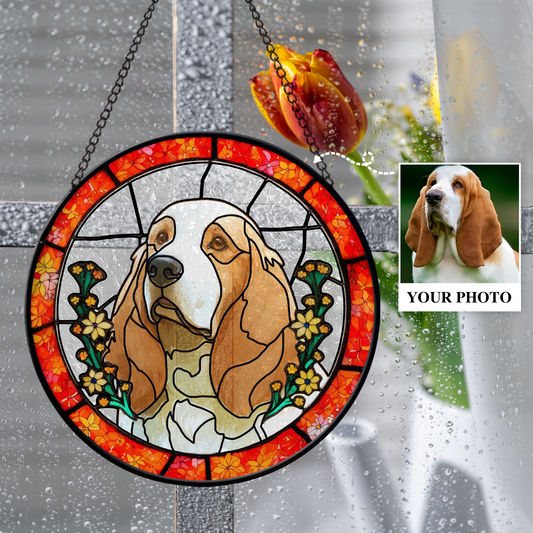 Custom Pet Portrait Sun Catcher,Personalized Glass Suncatcher Pet Memorial Gift,Pet Lovers Keepsake, Handcrafted Remembrance Art for Dog Cat