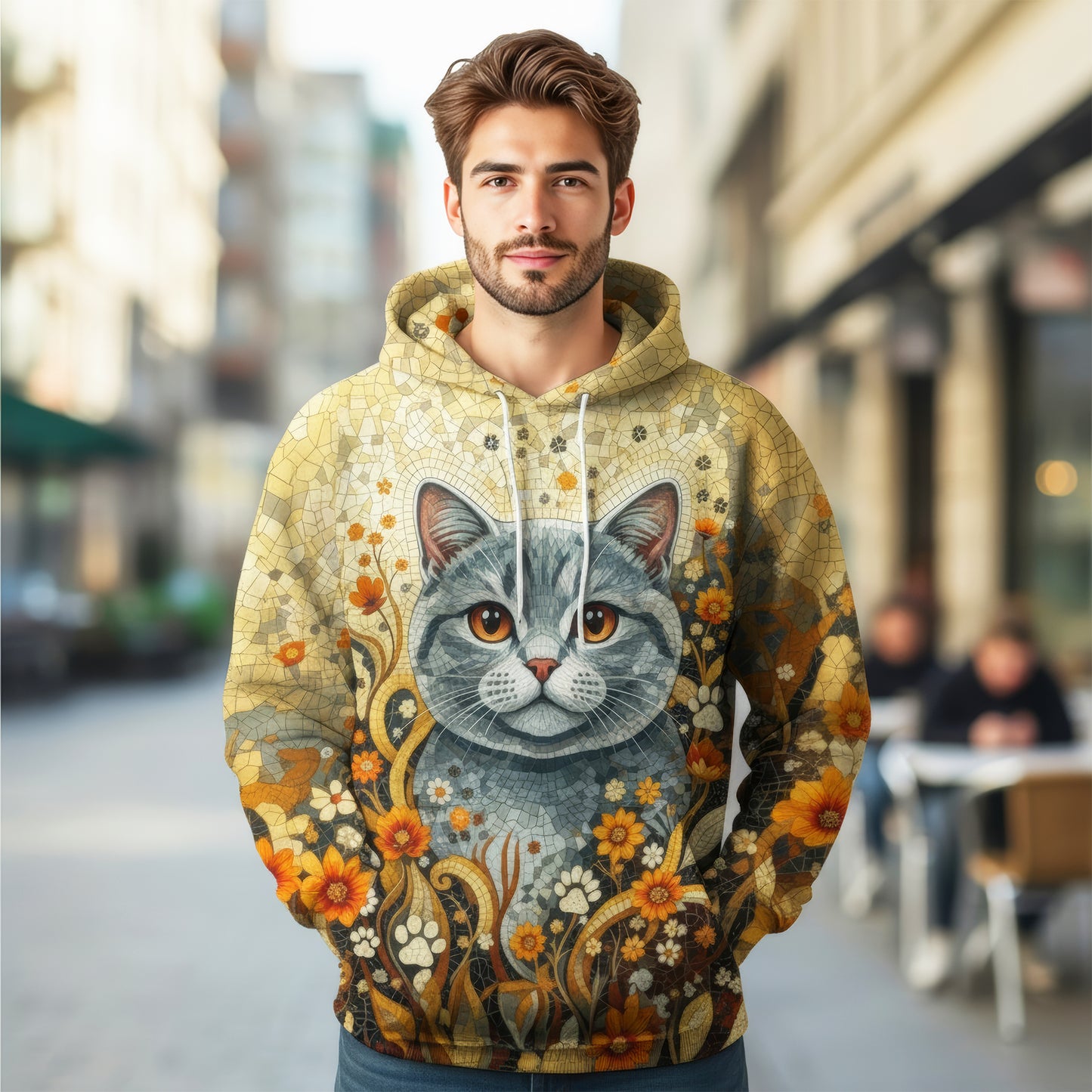 Custom Cat Mosaic Art Hoodie – Personalized Pet Photo Hoodie, Custom Pet Portrait Sweater, Gift for Cat Lovers, Custom Cat Clothing Style 5