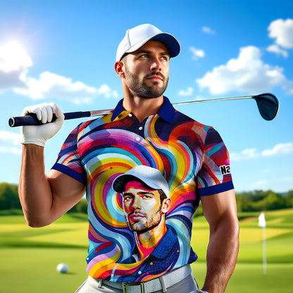 Personalized Mosaic Portrait Polo — Custom Face Mosaic Art Style Shirt Style 6