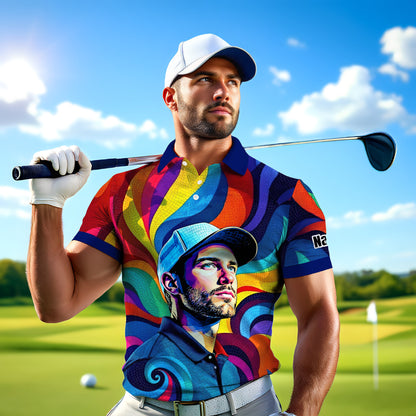 Personalized Mosaic Portrait Polo — Custom Face Mosaic Art Style Shirt Style 5