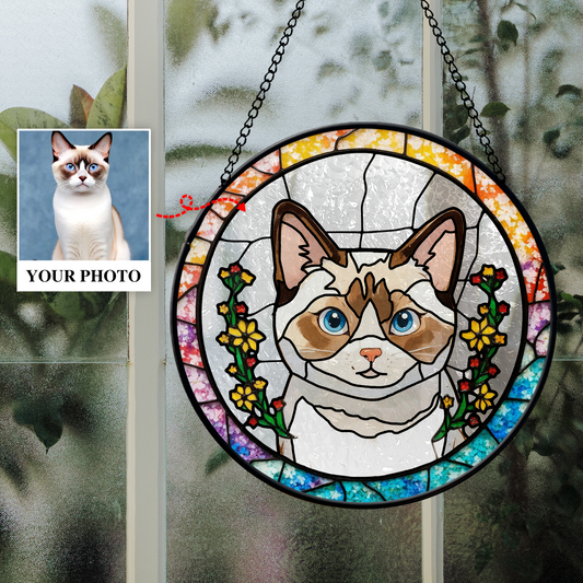 Custom Pet Portrait Sun Catcher,Personalized Glass Suncatcher Pet Memorial Gift,Pet Lovers Keepsake, Handcrafted Remembrance Art for Dog Cat