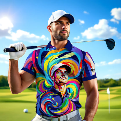 Personalized Mosaic Portrait Polo — Custom Face Mosaic Art Style Shirt Style 11