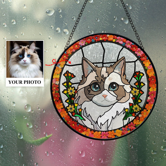 Custom Pet Portrait Sun Catcher,Personalized Glass Suncatcher Pet Memorial Gift,Pet Lovers Keepsake, Handcrafted Remembrance Art for Dog Cat