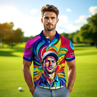 Personalized Mosaic Portrait Polo — Custom Face Mosaic Art Style Shirt Style 8
