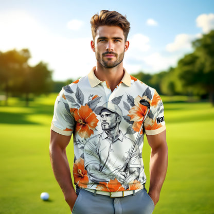 Custom Face Tropical Floral Polo Shirt – Personalized Summer Shirt, Fun Beach Vacation Gift, Unique Tropical Party Outfit Style 5