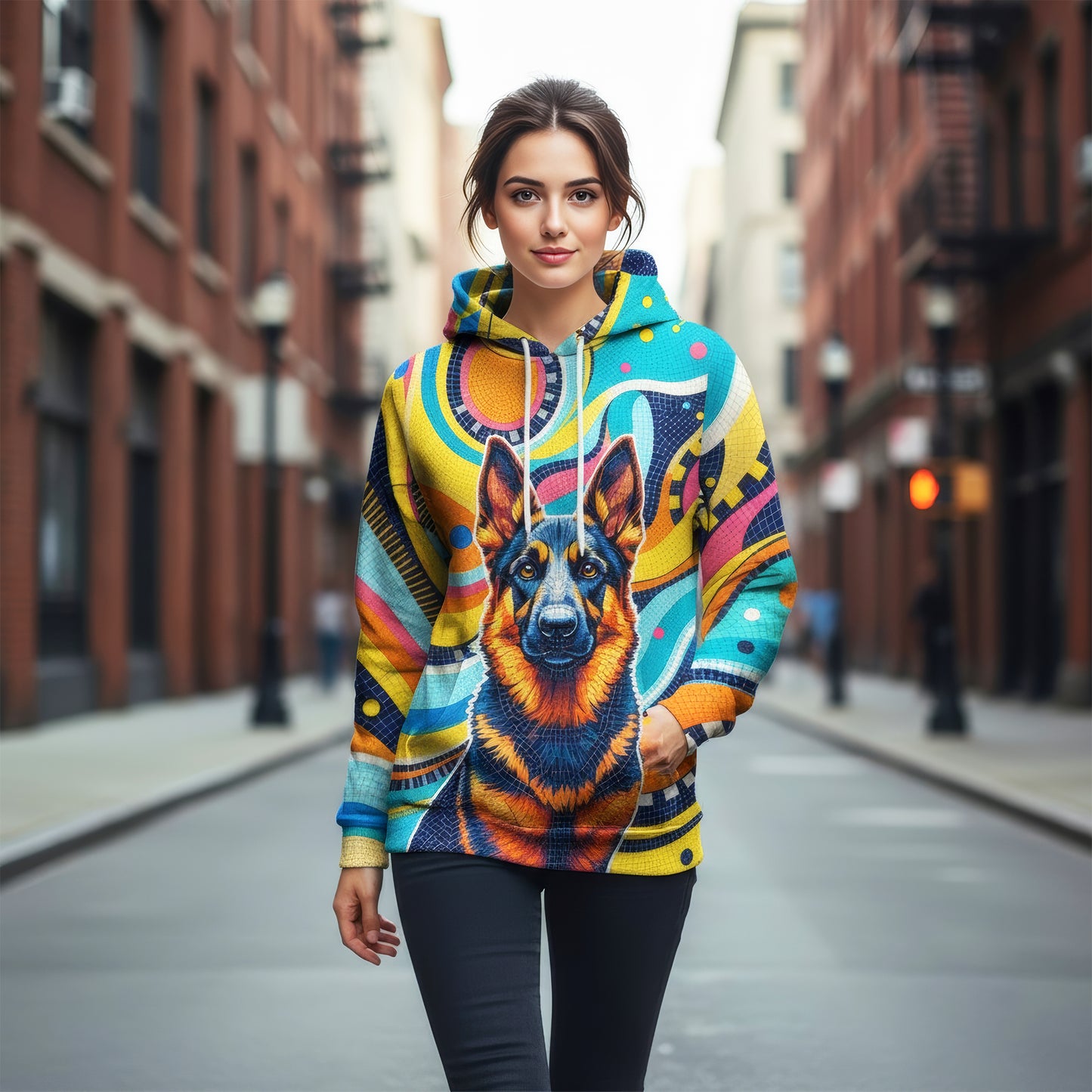 Custom Dog Mosaic Art Hoodie – Personalized Pet Portrait Hoodie from Your Photo | Unique Dog Lover Gift Style 2