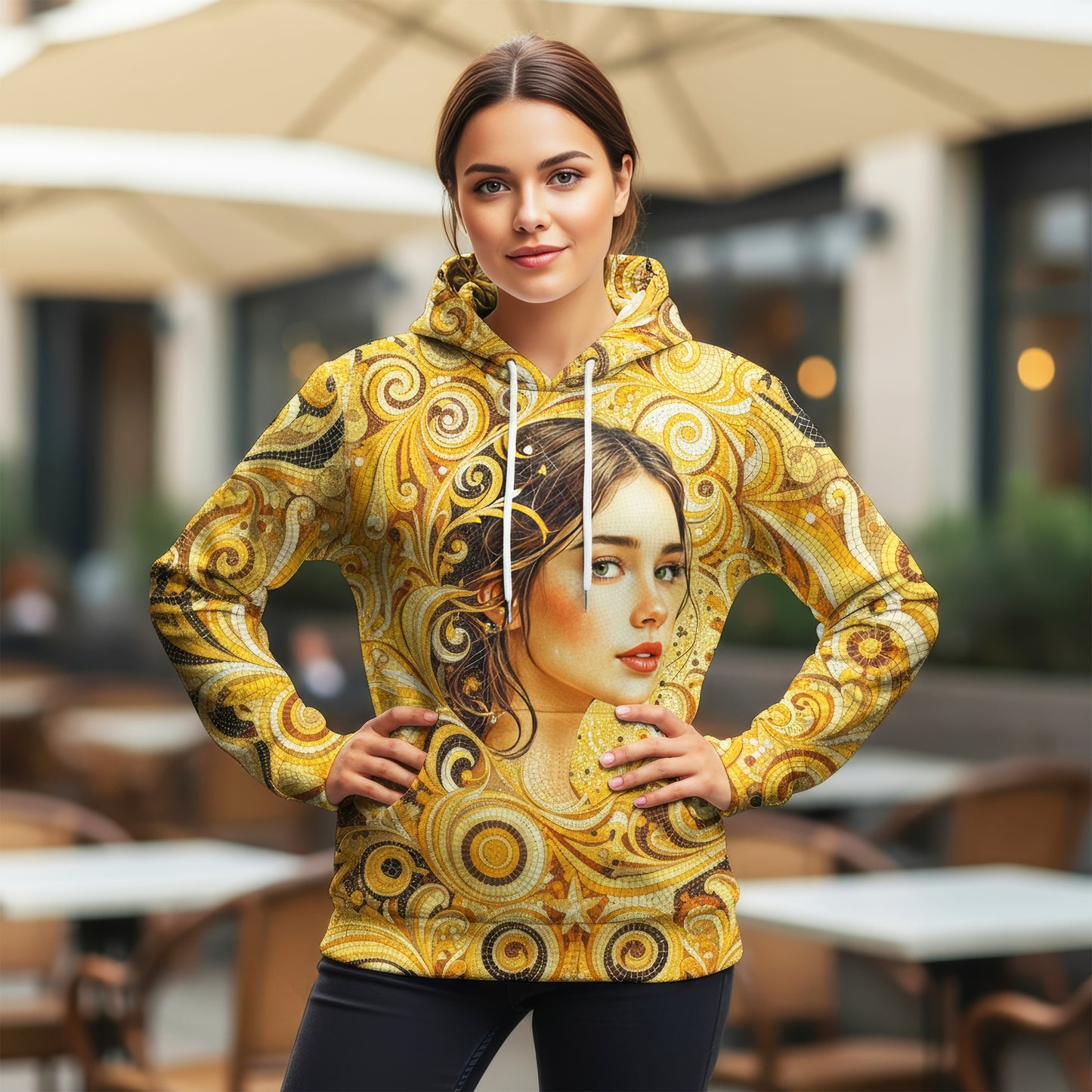 Women’s Custom Face Mosaic Art Hoodie – Personalized Portrait Hoodie from Photo, Artistic Mosaic Style Custom Hoodie Gift for Her Style 4