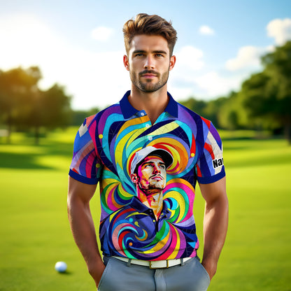 Personalized Mosaic Portrait Polo — Custom Face Mosaic Art Style Shirt Style 11