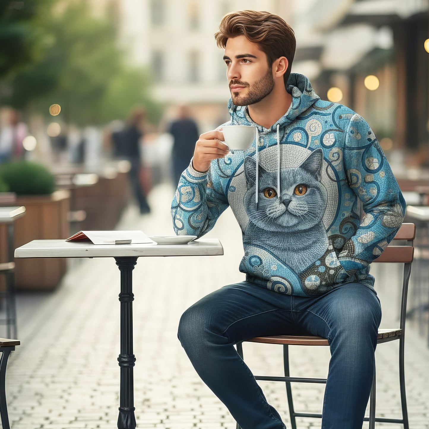 Custom Cat Mosaic Art Hoodie – Personalized Pet Photo Hoodie, Custom Pet Portrait Sweater, Gift for Cat Lovers, Custom Cat Clothing Style 4