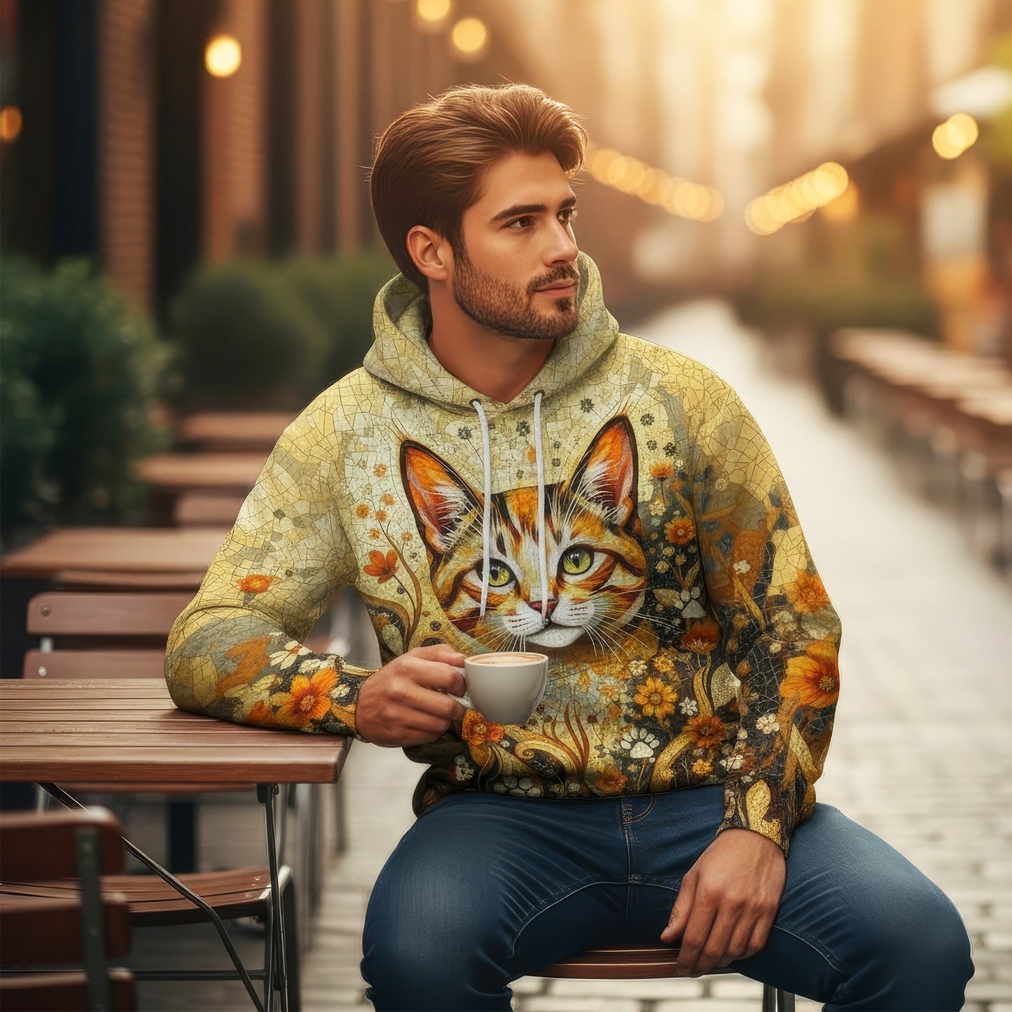 Custom Cat Mosaic Art Hoodie – Personalized Pet Photo Hoodie, Custom Pet Portrait Sweater, Gift for Cat Lovers, Custom Cat Clothing Style 3