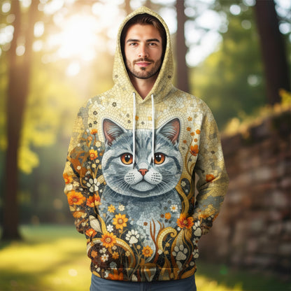 Custom Cat Mosaic Art Hoodie – Personalized Pet Photo Hoodie, Custom Pet Portrait Sweater, Gift for Cat Lovers, Custom Cat Clothing Style 5