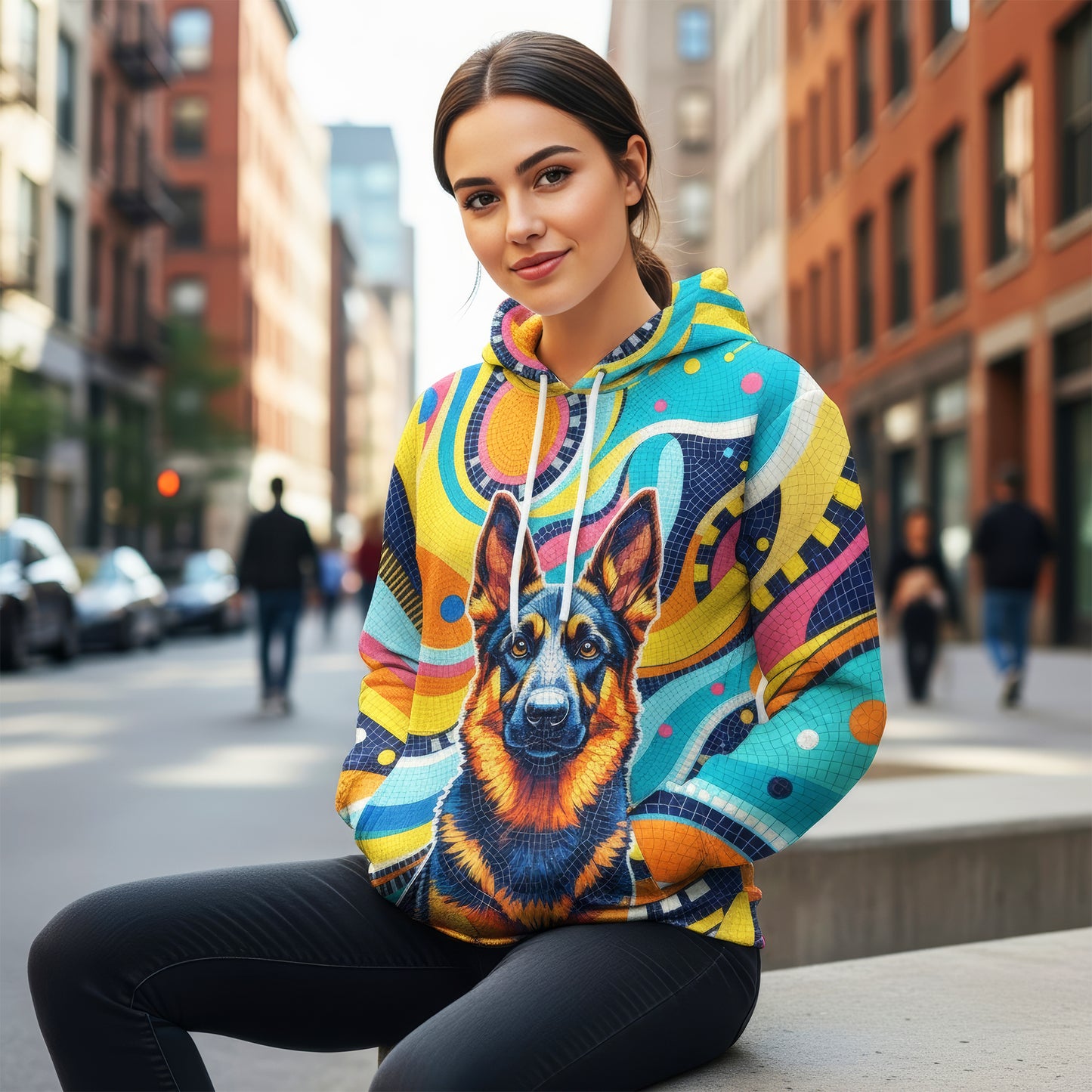 Custom Dog Mosaic Art Hoodie – Personalized Pet Portrait Hoodie from Your Photo | Unique Dog Lover Gift Style 2