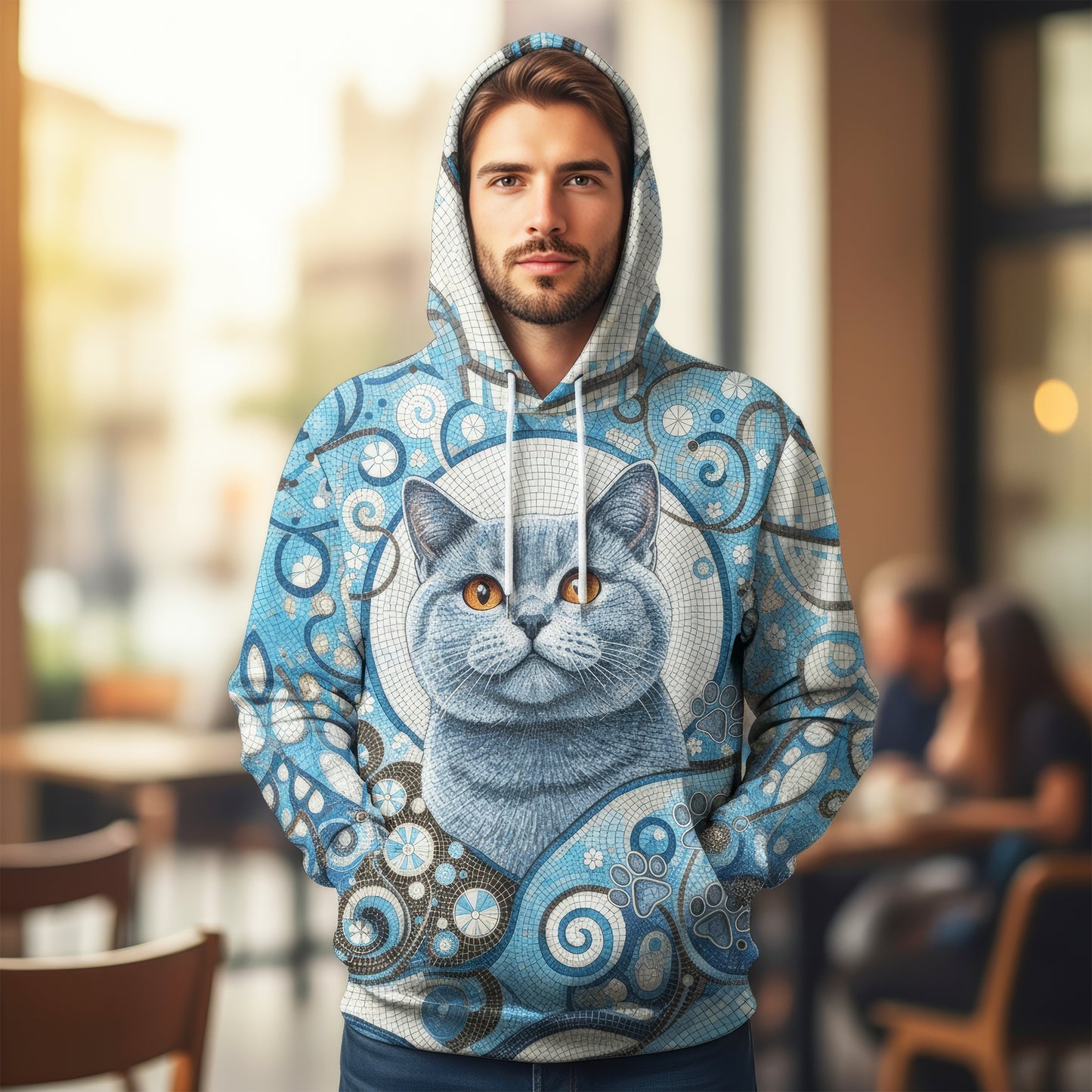 Custom Cat Mosaic Art Hoodie – Personalized Pet Photo Hoodie, Custom Pet Portrait Sweater, Gift for Cat Lovers, Custom Cat Clothing Style 4