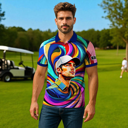 Personalized Mosaic Portrait Polo — Custom Face Mosaic Art Style Shirt Style 1