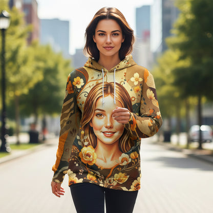 Women’s Custom Face Mosaic Art Hoodie – Personalized Portrait Hoodie from Photo, Artistic Mosaic Style Custom Hoodie Gift for Her Style 3