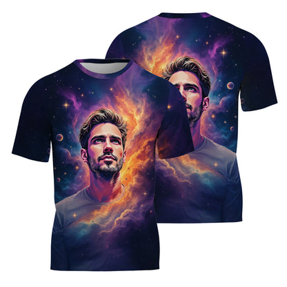 Custom Face Surreal Cosmic Art T-Shirt – Personalized Galaxy Universe Tee with Trippy Sci-Fi Design for Unique Gifts & Style