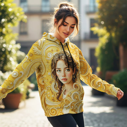 Women’s Custom Face Mosaic Art Hoodie – Personalized Portrait Hoodie from Photo, Artistic Mosaic Style Custom Hoodie Gift for Her Style 2
