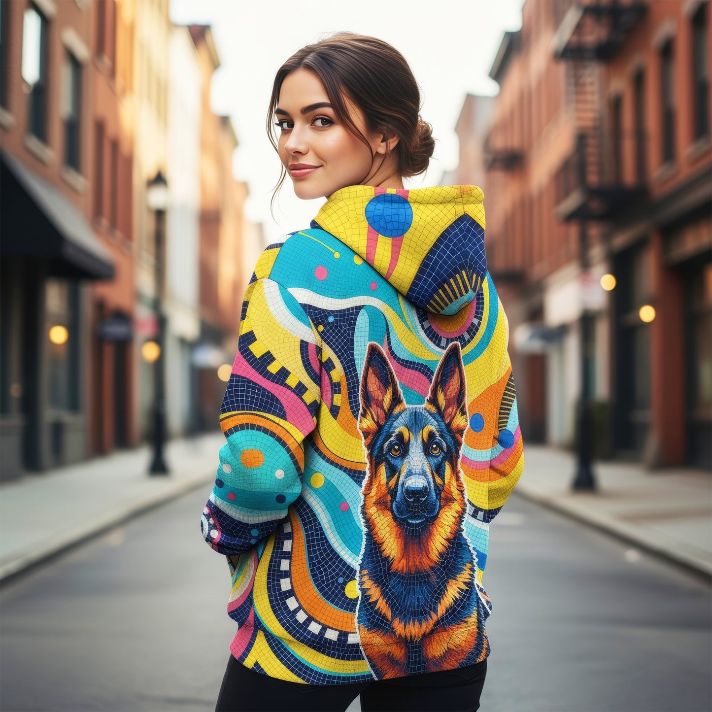 Custom Dog Mosaic Art Hoodie – Personalized Pet Portrait Hoodie from Your Photo | Unique Dog Lover Gift Style 2