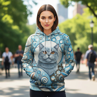 Custom Cat Mosaic Art Hoodie – Personalized Pet Photo Hoodie, Custom Pet Portrait Sweater, Gift for Cat Lovers, Custom Cat Clothing Style 4