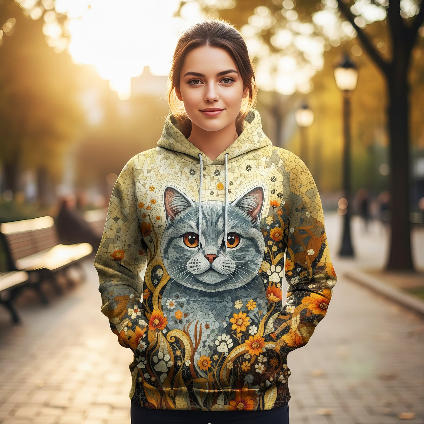 Custom Cat Mosaic Art Hoodie – Personalized Pet Photo Hoodie, Custom Pet Portrait Sweater, Gift for Cat Lovers, Custom Cat Clothing Style 5